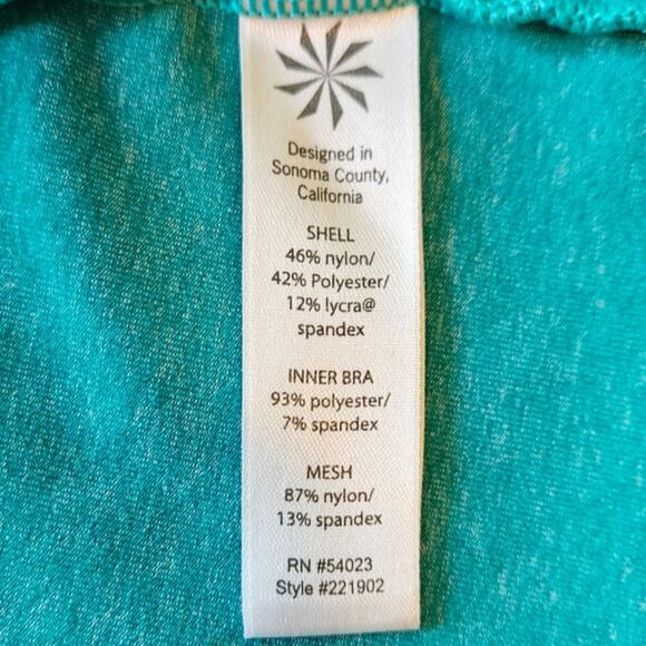 Athleta Zip Line Sports Racerback Tank Top Build in Bra Teal Women's Small - Picture 5 of 7